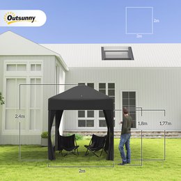 Pawilon składany, namiot piwny, 4 zdejmowane ściany boczne, 2 okna, metalowa rama, 2 x 2 m, ciemnozielony
