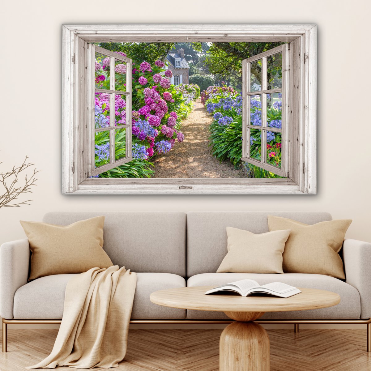Leinwand Malerei - Wanddekoration - Hortensia - Blick - Blumen - Sommer - Lila - Pad