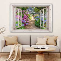 Canvas Maleri - Wall Decoration - Hortensia - View - Flowers - Summer - Purple - Pad