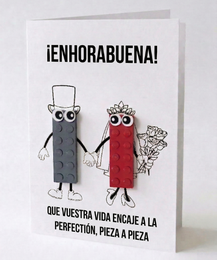 Carte postale de célébration de mariage – Brique de construction LEGO