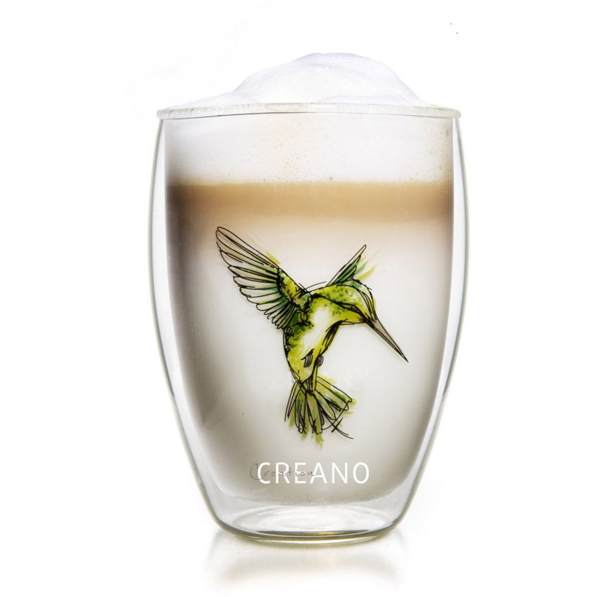 Creano Doppelwand-Teeglas Kolibri 250ml grün Geschenkbox