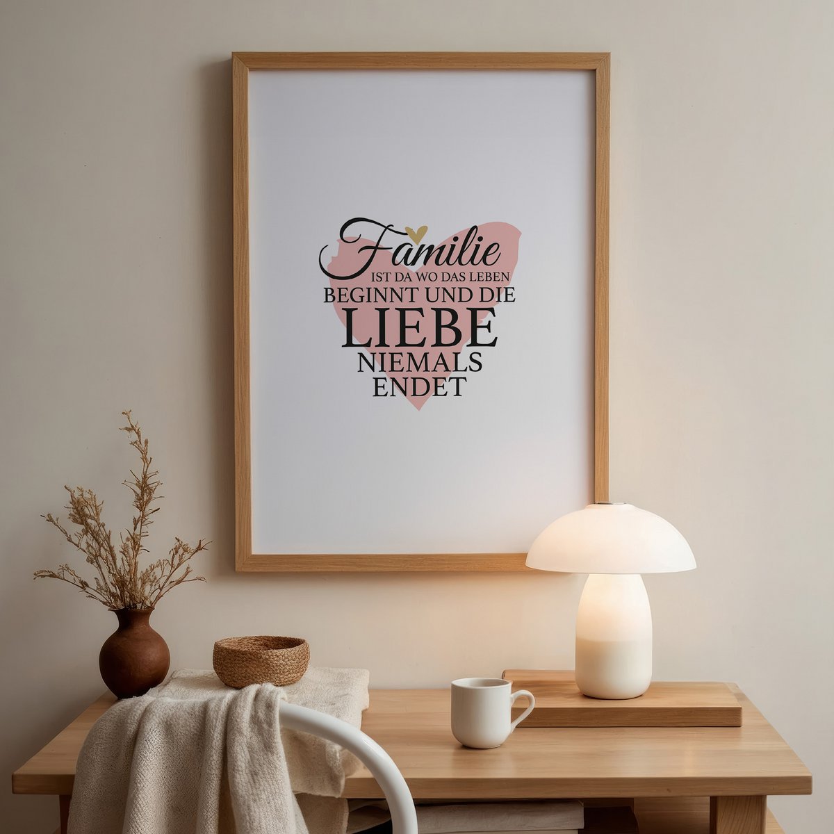Poster: Familie ist da wo das Leben beginnt und die Liebe niemals endet