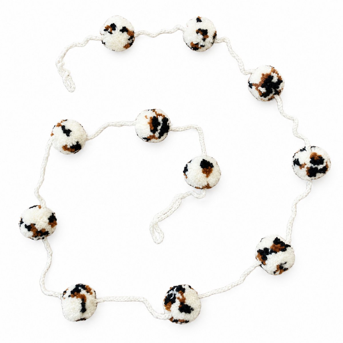 Luna-Leena Garland Pom Pom Leopard - L 2M - 100% Laine douce - Fabriqué à la main au Népal