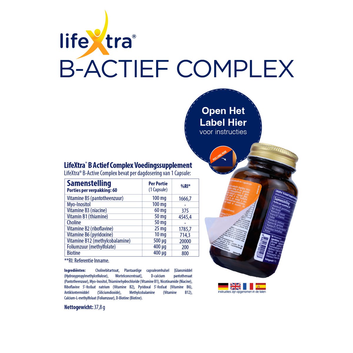 Complejo LifeXtra B-Activo | Suplemento de complejo de vitamina B