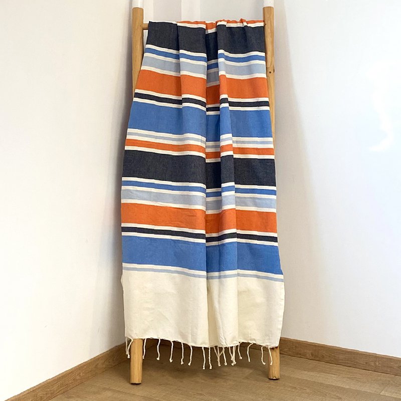 Fouta traditionnelle plate "HELIOS" Bleu 100x200