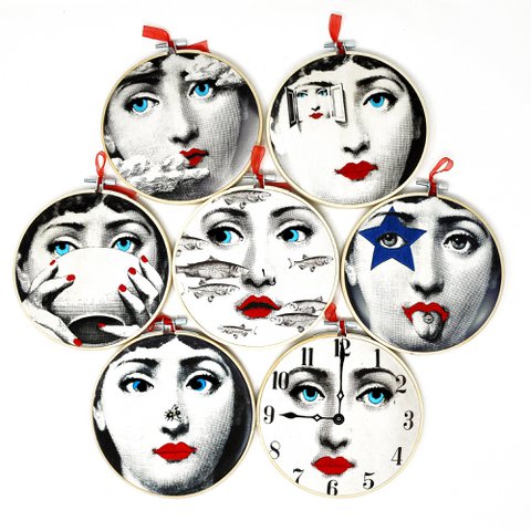 Fornasetti-Porträts 15 cm – Starterpaket für bestickte Wandkunst im Einzelhandel (7 Stück)