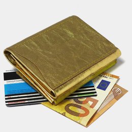 Minimal tegnebog Gold Sun - afslappet papir lavet af papir med et gyldent gult look
