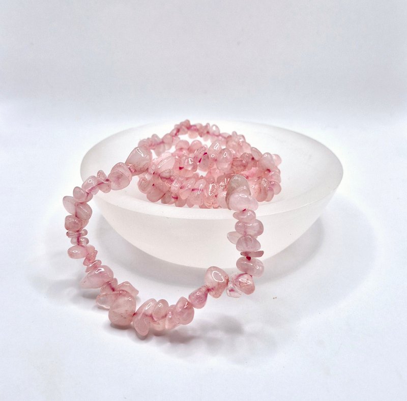 Krystal Rose Quartz Gemstone Chips Armbånd - 19 cm