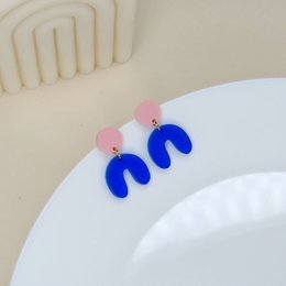 Light Pink Blue Arch Arch Earrings