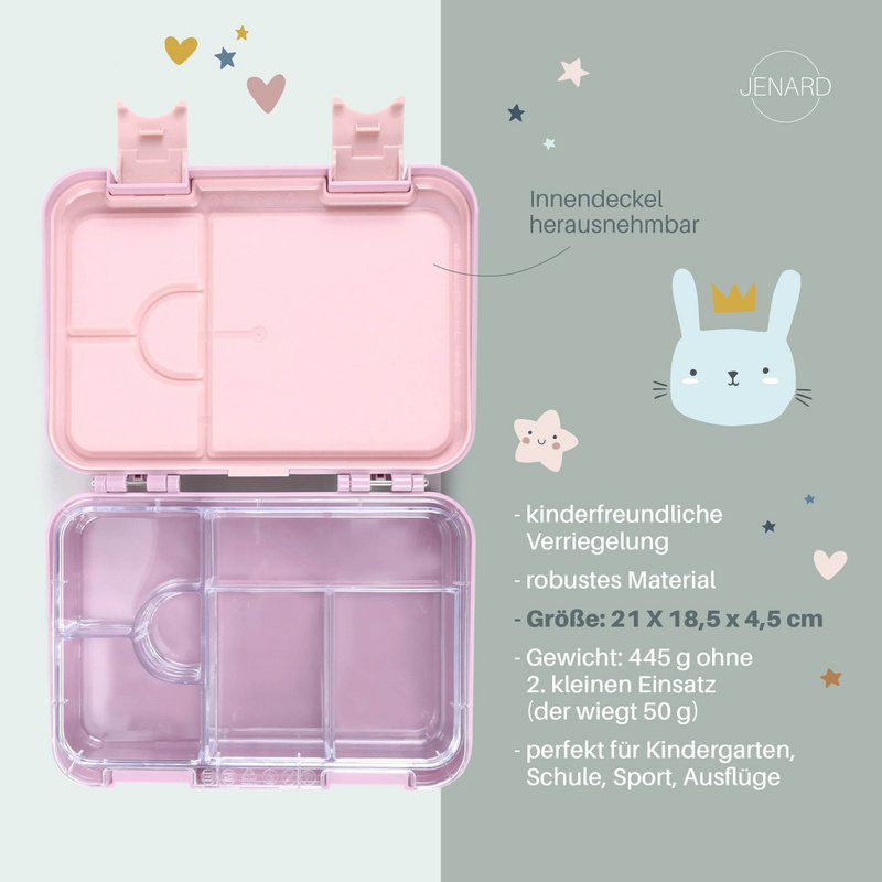 JENARD® boîte à lunch, boîte bento, boîte à lunch, boîte à goûter pour enfants rose / arc-en-ciel