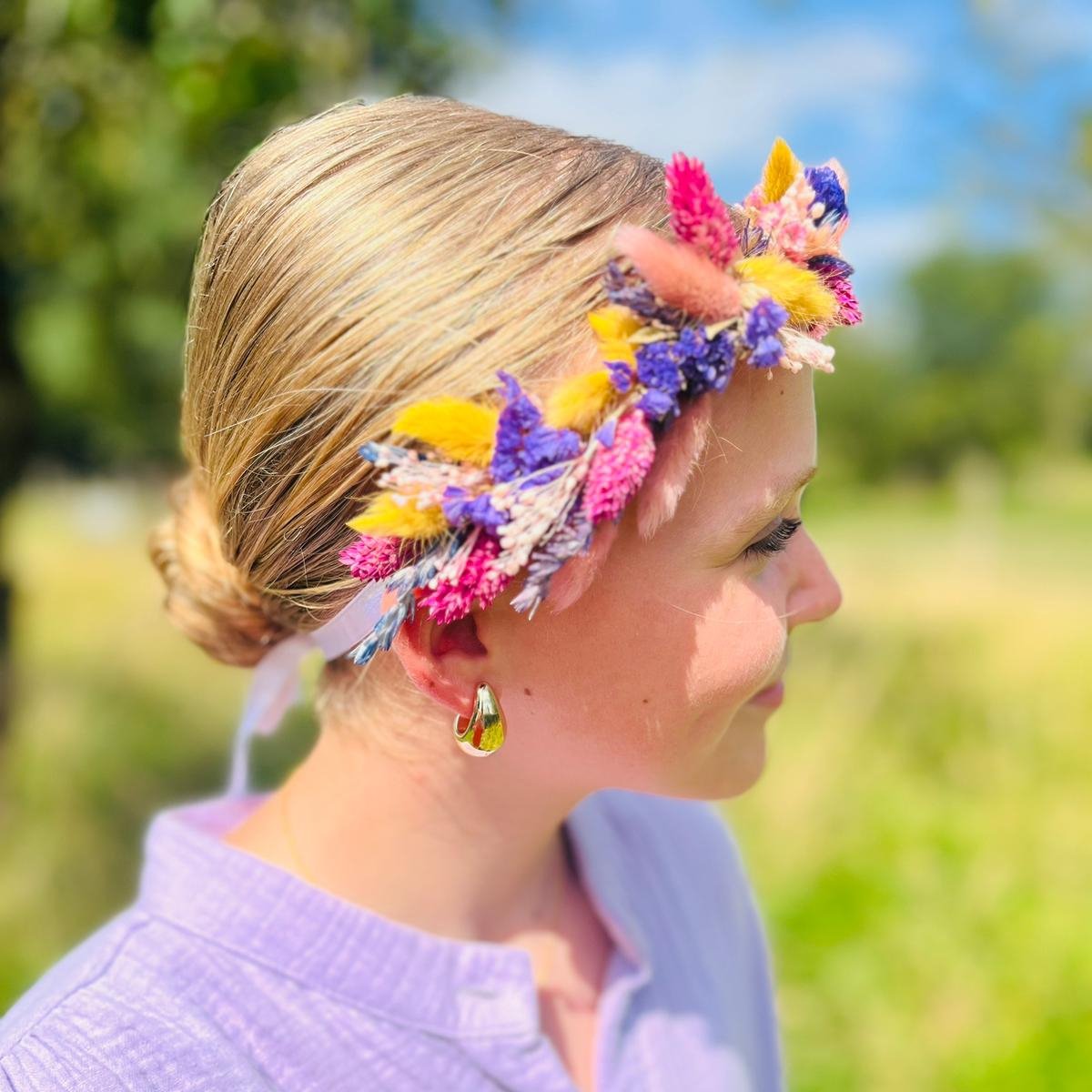 Romantique hair crown with flowers 36cm