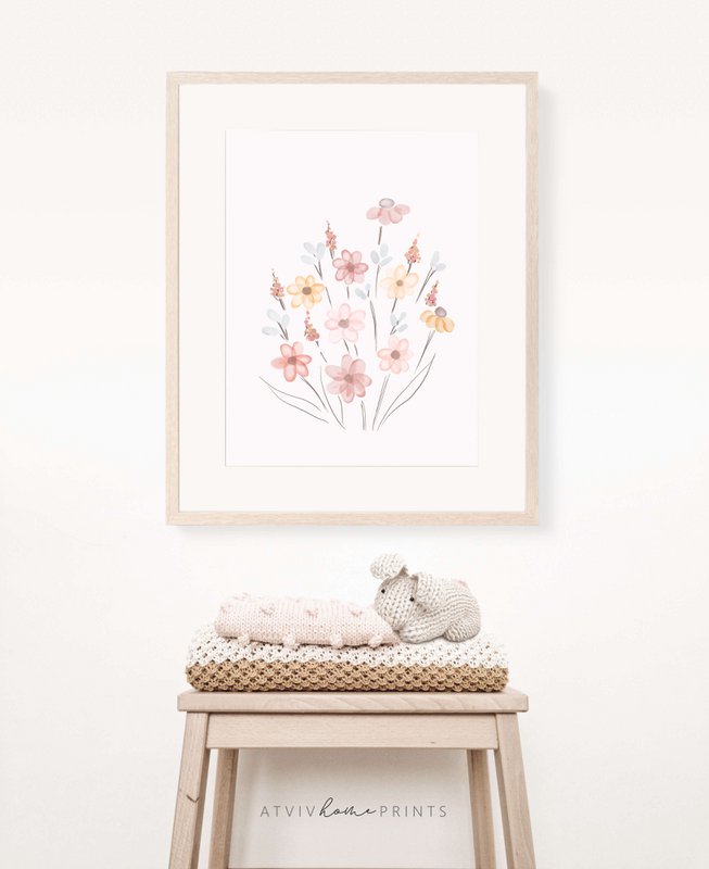 Wildflowers poster, wildflowers bouquet print, floral nursery print, botanical poster, flower poster, floral nursery print, wildflowers print, floral nursery poster