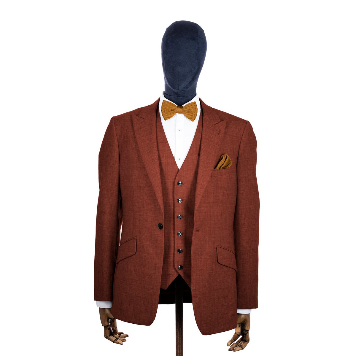 Orange Ember Knitted Bow Tie and Knitted Pocket Square Set