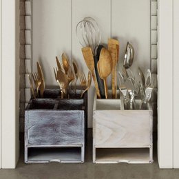 Organizador de condimentos de cocina de madera quemada y cubertería para cubiertos con servilletero, 4 compartimentos para utensilios de comedor, tenedores, cucharas, servilletas, gran organizador de almacenamiento