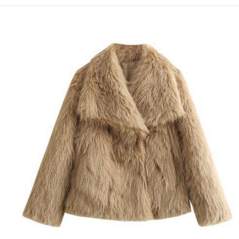 Winter Plush Coat Fashion Warm Thicken Fluffy Lapel Jacket Outwear Casual Long Sleeve Tops Womens Clothing