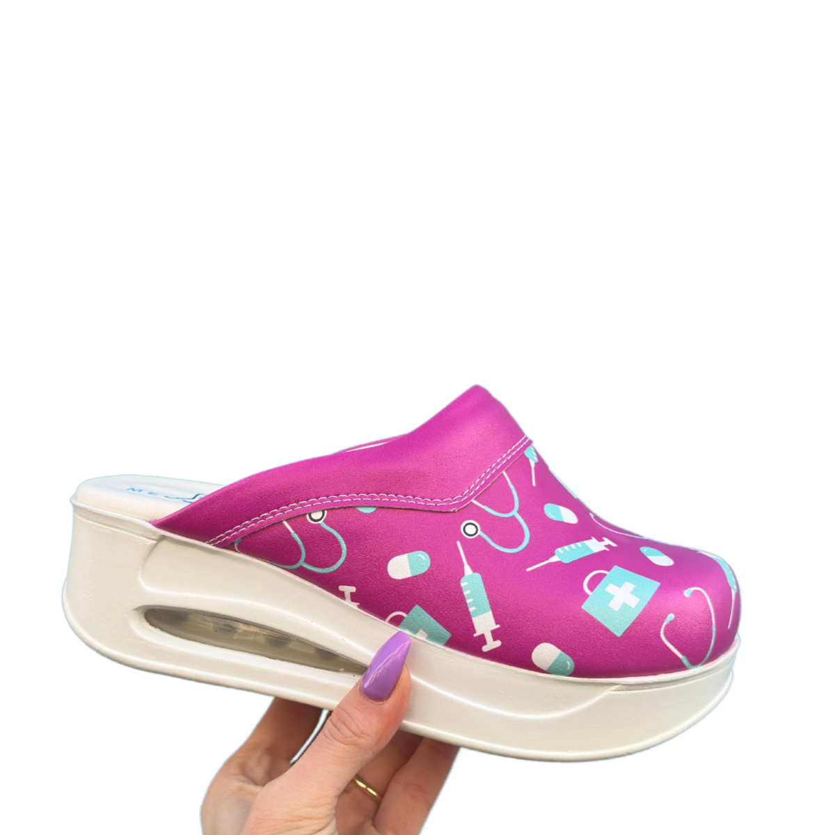 Care fuchsia airmeds clogs