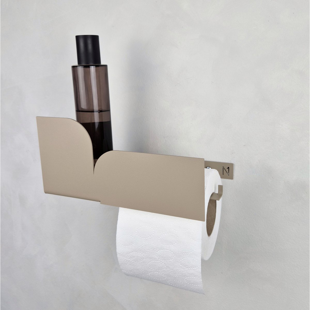 Toilet paper holder with shelf BAUHAUS, beige, black, white
