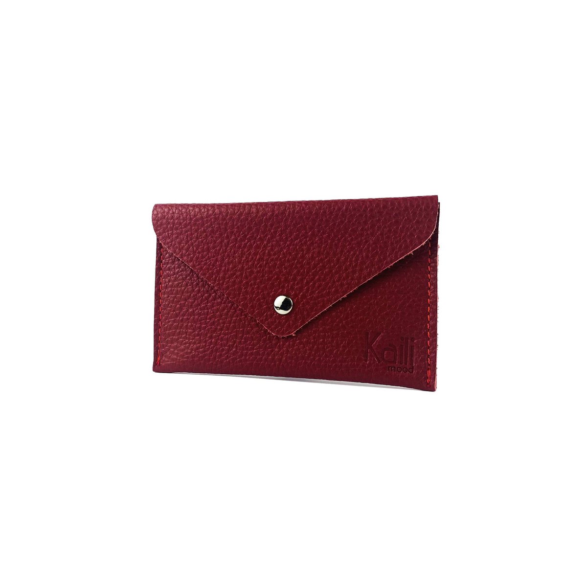 K0040VB | Beutel mit Klappe, hergestellt in Italien aus echtem Vollnarbenleder, genarbter Dollar – Farbe Rot – Maße: 13 x 8 x 0,5 cm – Verpackung: fester Boden/Deckel in Geschenkbox