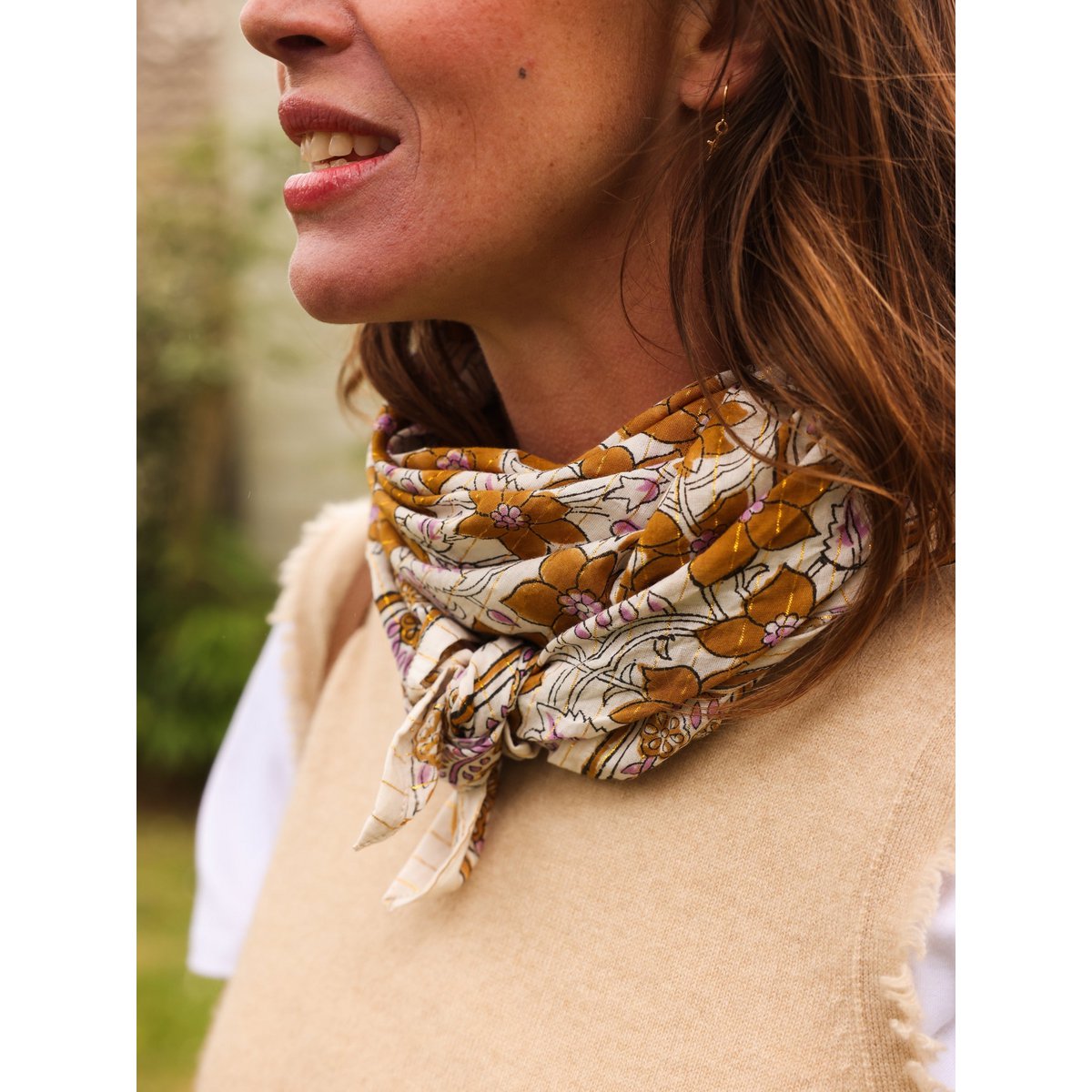 Chustka dla dorosłych lurex Camel 100 cm