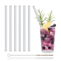 Glasstrohhalme in Kristalloptik 20cm - 6 Stück