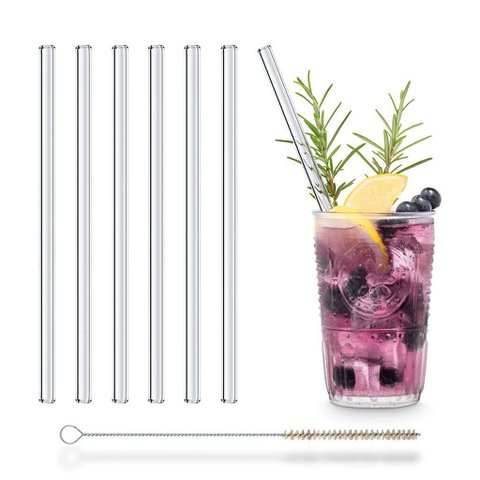 Glasstrohhalme in Kristalloptik 20cm - 6 Stück
