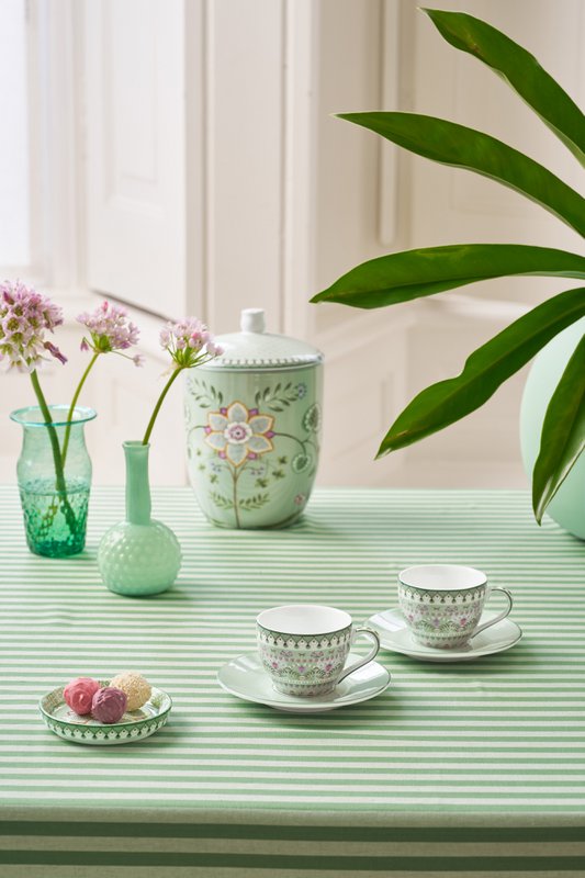 Set/2 Espresso Cups and Saucers Lily&Lotus Light Green 120ml