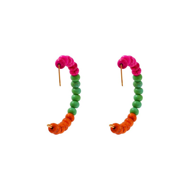 Farverige Carnival Festival Beaded Hoop Øreringe, Festlige Hoop Øreringe, Statement Beaded Hoops, Trendy Festival Accessories | af lovedbynlanla