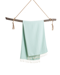 CRYSTAL Cotton Hammam Pool Towel – Sand Free & Compact – Mint - 180x100 cm