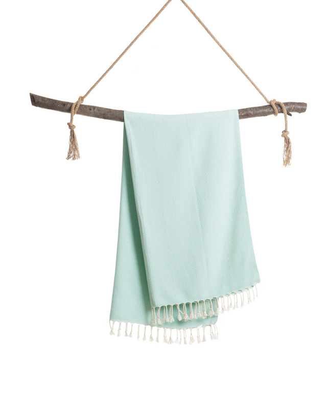 CRYSTAL Cotton Hammam Pool Towel – Sand Free & Compact – Mint - 180x100 cm
