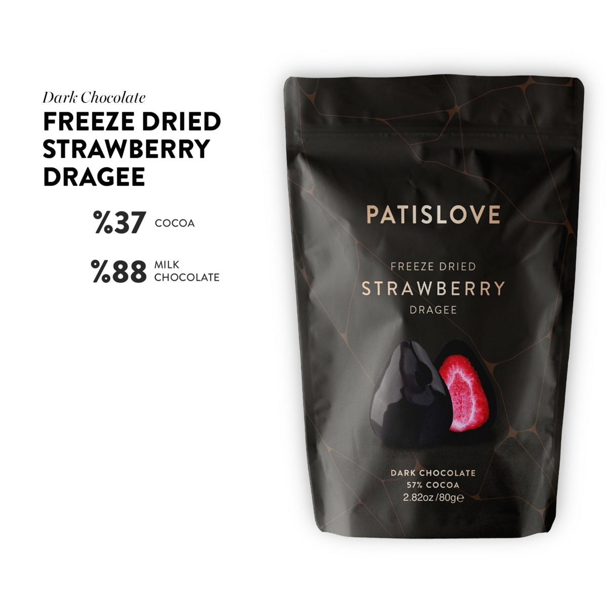 Strawberry Dragee Dark Chocolate, 80G