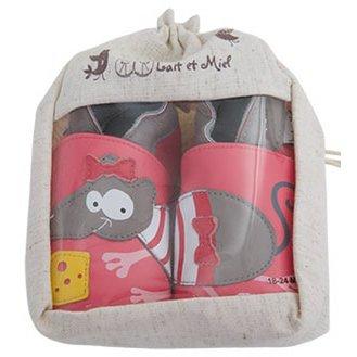 Chaussons bébé cuir souple Souris