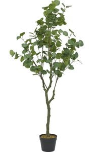 Art Eukalyptusbaum 130 cm - realistische gefälschte Pflanze im Topf - Wartung - freie künstliche Pflanze für Innenräume und außen überzogen - grüne Innenausstattung - Dunkelgrün