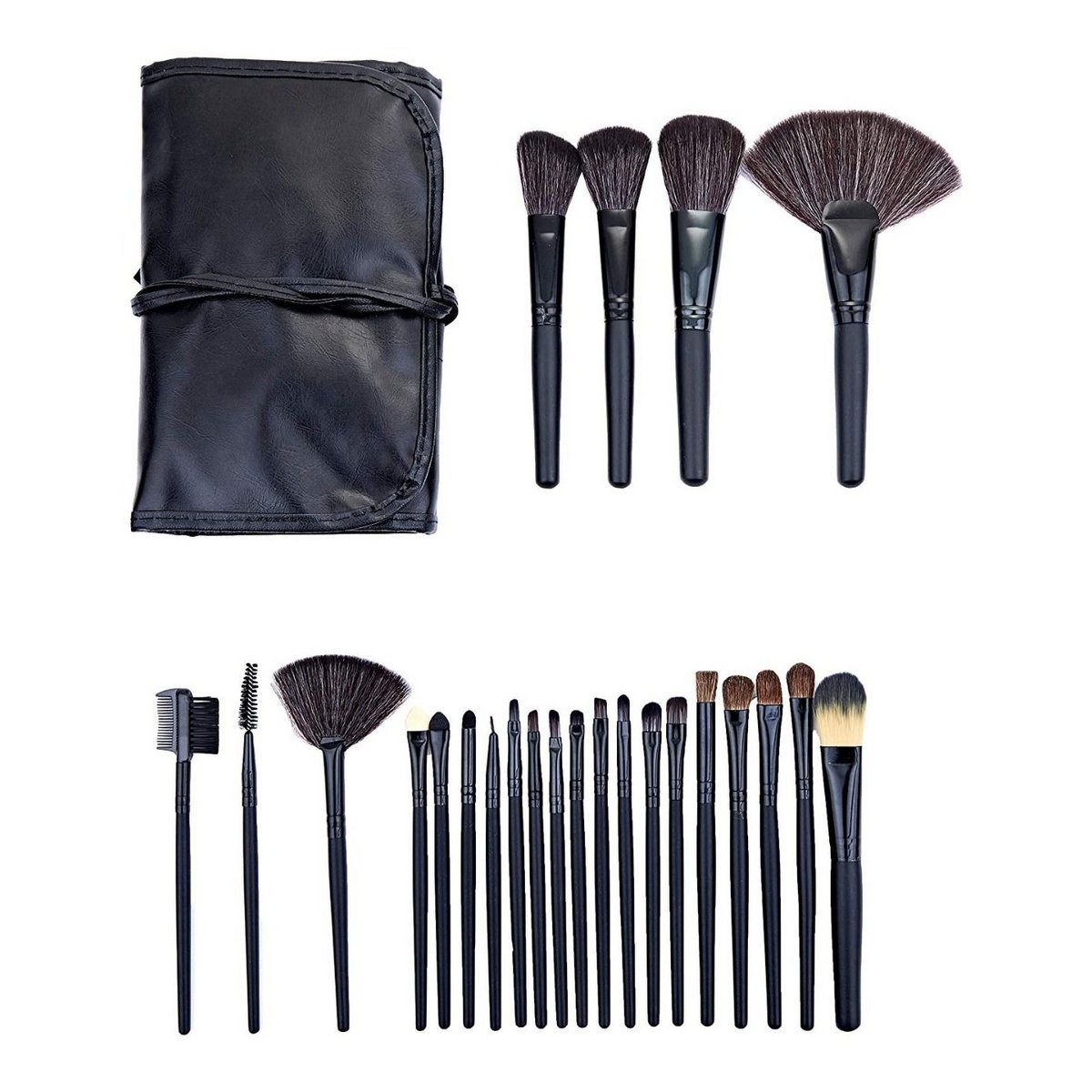 24 sorte professionelle makeupbørster med taske