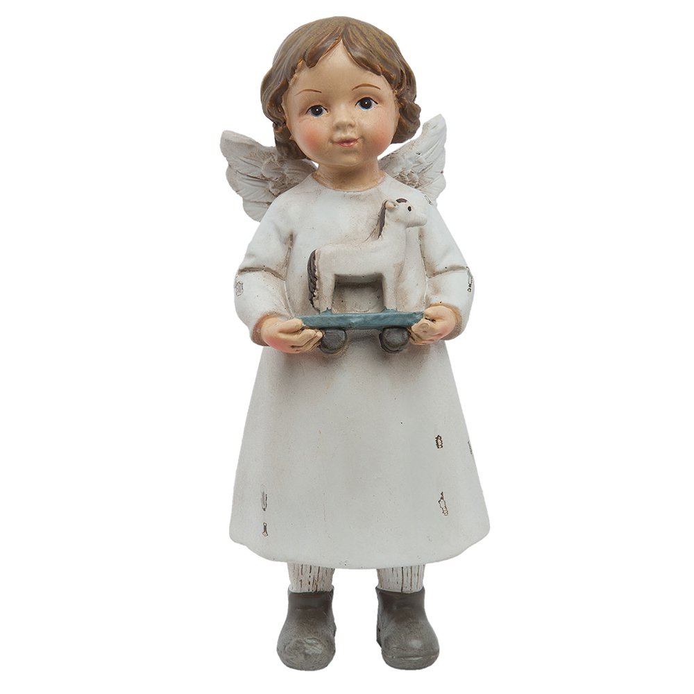 Bild Angel 6x5x14 cm Weiße Polyresin Weihnachtsdekoration