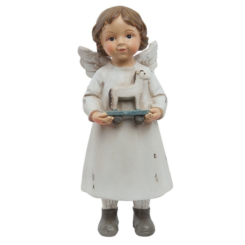 Bild Angel 6x5x14 cm Weiße Polyresin Weihnachtsdekoration