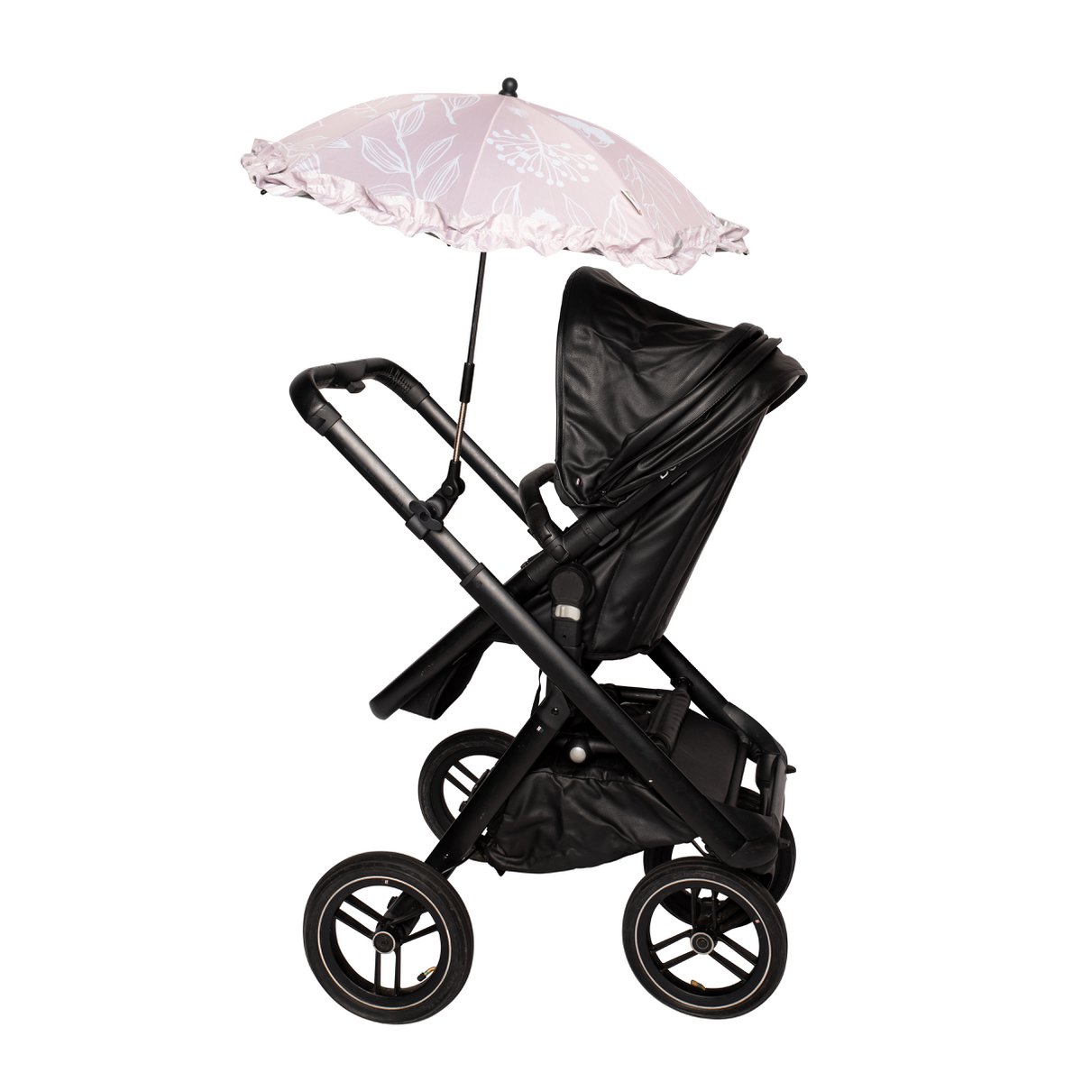 Bellasol - Pink with leaves - Parasol kinderwagen/buggy universeel - Speciale UV-werende coating -  1 jaar garantie Copy