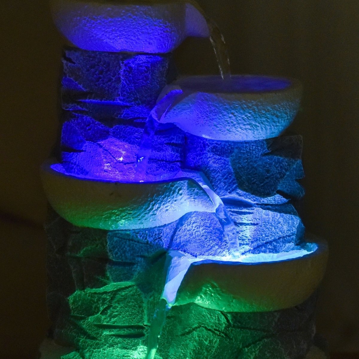 Indoor Fountain - Ganda - Natural Stone Effect Waterfall - Colorful Led Light - Zen Decoration and Gift Idea