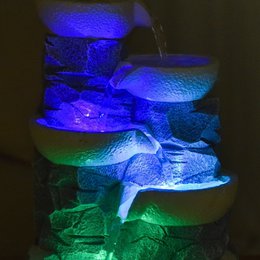 Indoor Fountain - Ganda - Natural Stone Effect Waterfall - Colorful Led Light - Zen Decoration and Gift Idea