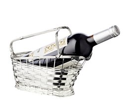 EDZARD wine basket, red wine basket, silver-plated, tarnish-resistant, length 24 cm