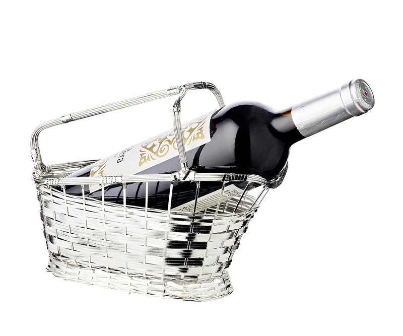 EDZARD wine basket, red wine basket, silver-plated, tarnish-resistant, length 24 cm