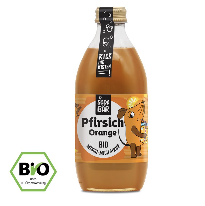 Sirup mus økologisk fersken appelsin > bland op til 4 L drink, 100% økologisk, 100% lækker og 100% mus