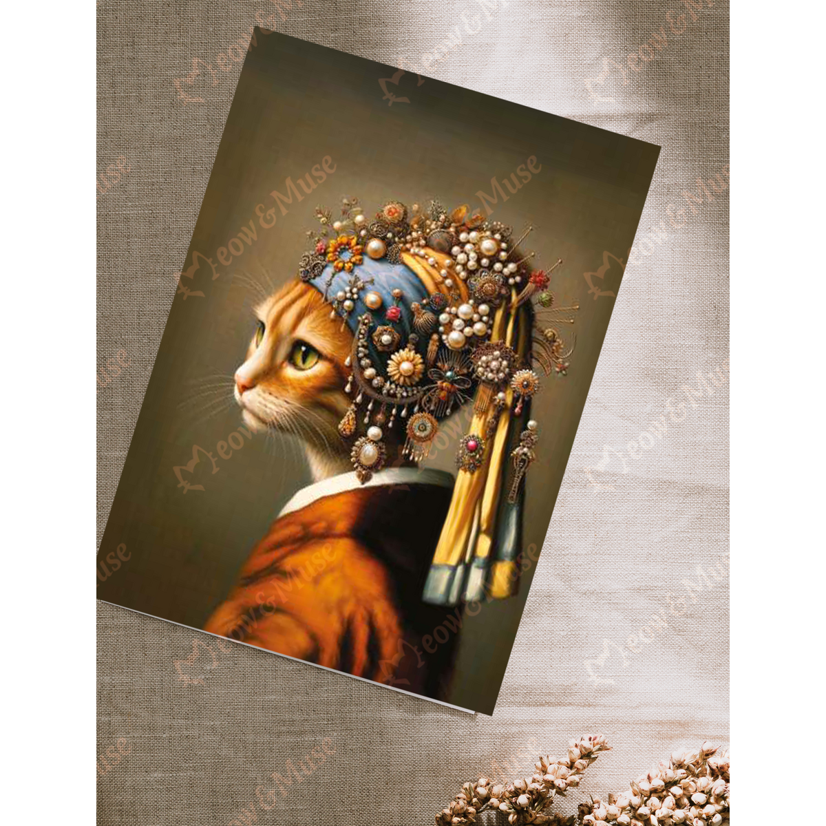 Postcard 'Vermeer cat Lux'