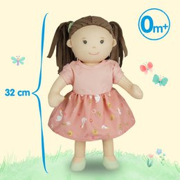 Stof Doll '' Lucie '' med kjole til at sætte på og tage af, 32 cm