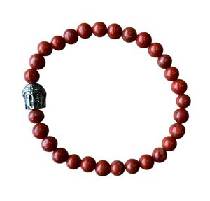 Ladies Bracelet Red Jasper 6 mm with Buddha Kraal