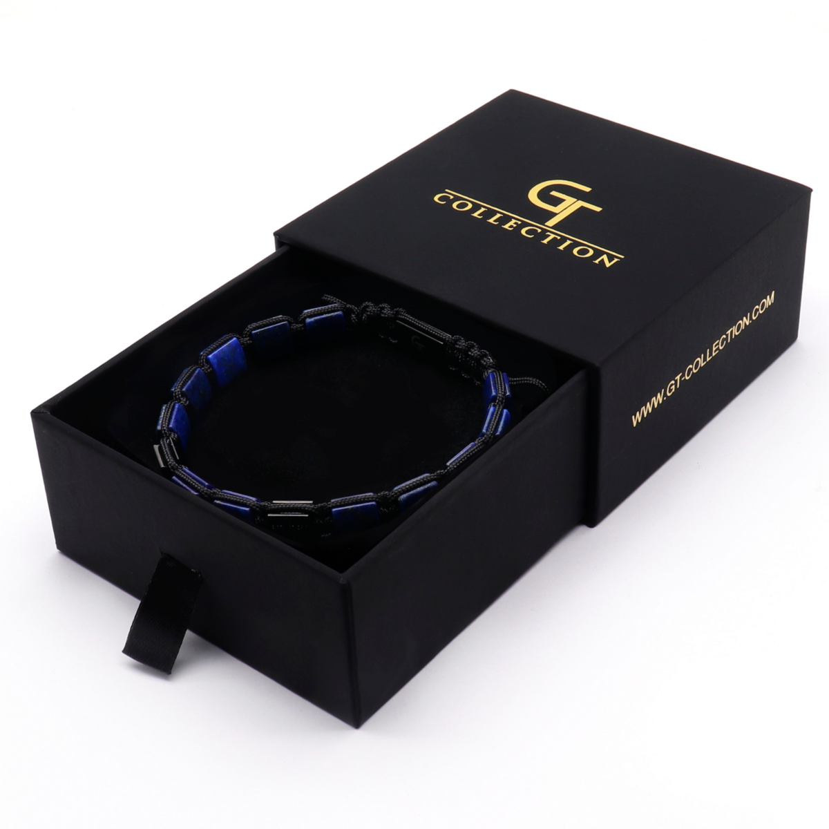 Bracciale da uomo con perle piatte LAPISLAZZULI