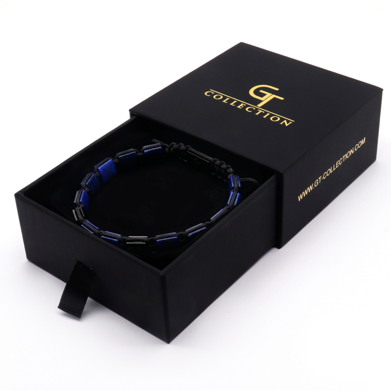 LAPIS LAZULI Armbånd med flad perle til mænd