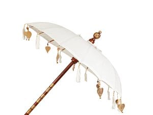 WEISSER BALINESISCHER REGENSCHIRM MIT QUASTEN HM472345