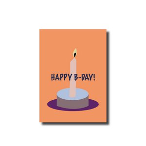  Ansichtkaart happy b-day candle orange