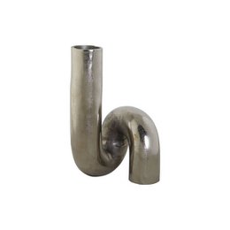  Silver aluminum vase, cylindrical shape, 15 x 15 x 26 cm in size, suitable for home decor.