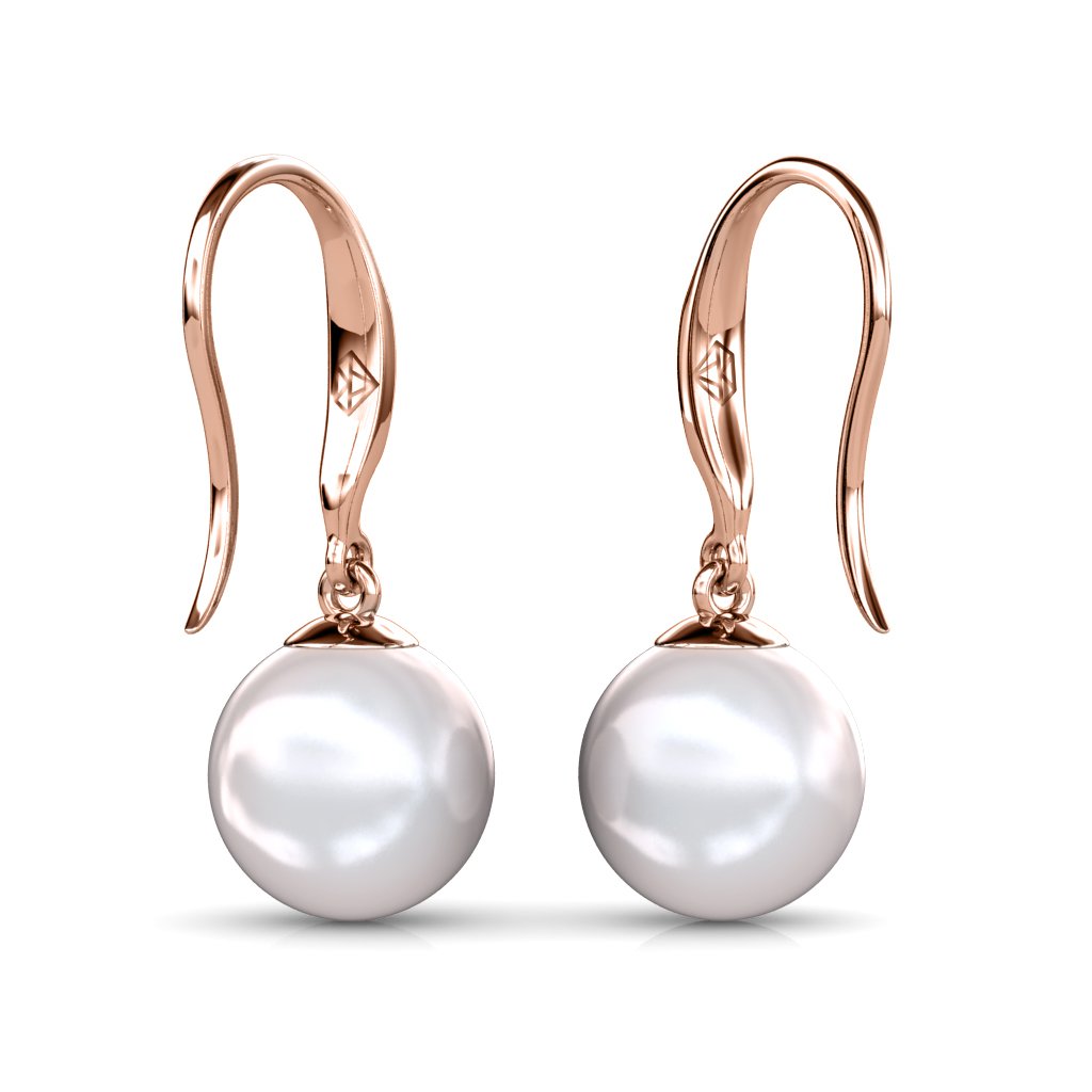 Pendientes de gancho de perlas - oro rosa y blanco